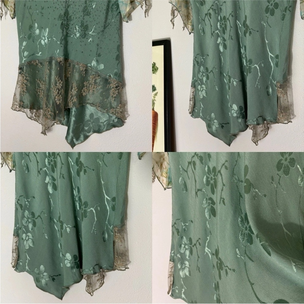 Vintage Spencer Alexis muted blue embossed w/ lace top and maxi skirt set size 6 - Picture 6 of 16